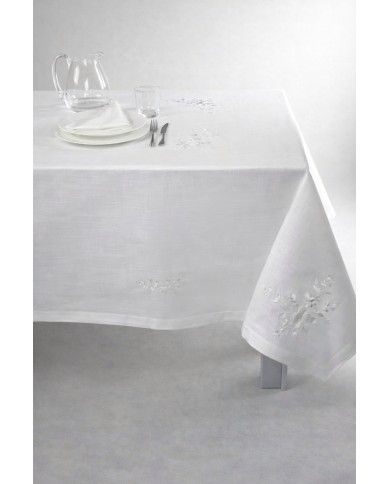 Servizio da tavola ricamato tovaglia + tovaglioli 12 posti art. SL0703