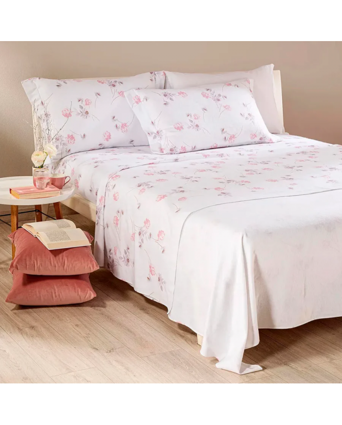 Completo lenzuola matrimoniale 100% cotone Caleffi Flores