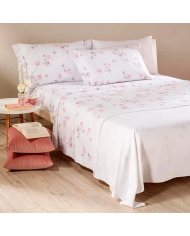 Completo lenzuola matrimoniale 100% cotone Caleffi Flores