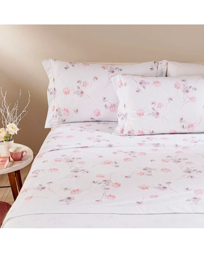 Completo lenzuola matrimoniale 100% cotone Caleffi Flores
