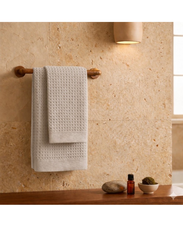 Coppia asciugamani viso + ospite 100% cotone nido d'ape Rebecca Home art. Martina
