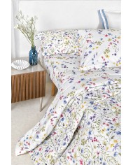 Completo lenzuola matrimoniale in raso di puro cotone Neith art. Bianca