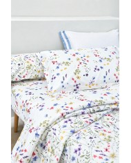 Completo lenzuola matrimoniale in raso di puro cotone Neith art. Bianca