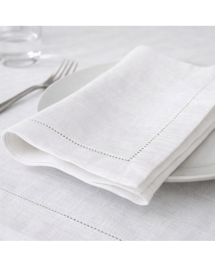 Servizio da tavola 100% lino-  orlo a giorno - Made in Italy - Creazioni Artigianali Firenze