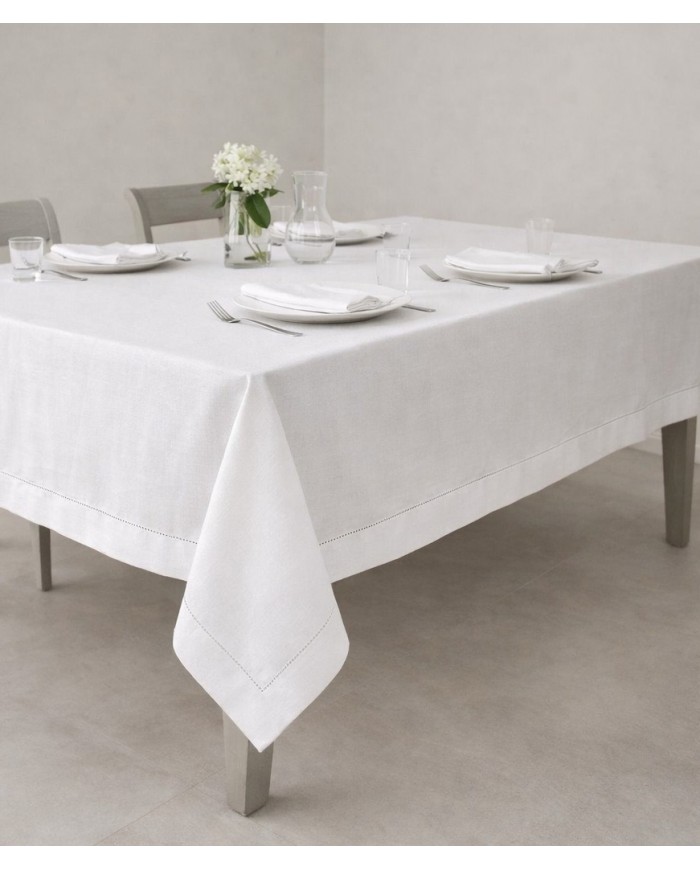 Servizio da tavola 100% lino-  orlo a giorno - Made in Italy - Creazioni Artigianali Firenze