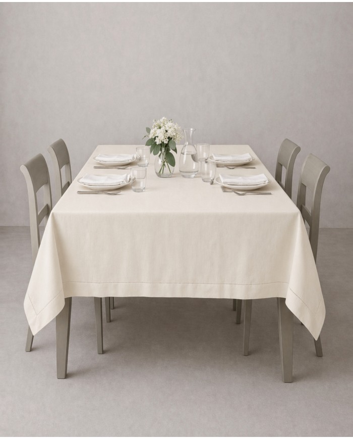 Servizio da tavola 100% lino-  orlo a giorno - Made in Italy - Creazioni Artigianali Firenze