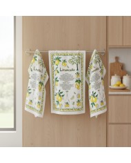 Set 3 strofinacci asciugapiatti in cotone Limone Limoncello