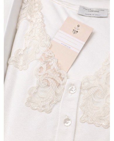 Camicia da notte 3 bottoni con pizzo Toscana Lingerie art. Ivana