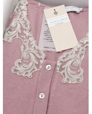 Camicia da notte 3 bottoni con pizzo Toscana Lingerie art. Ivana