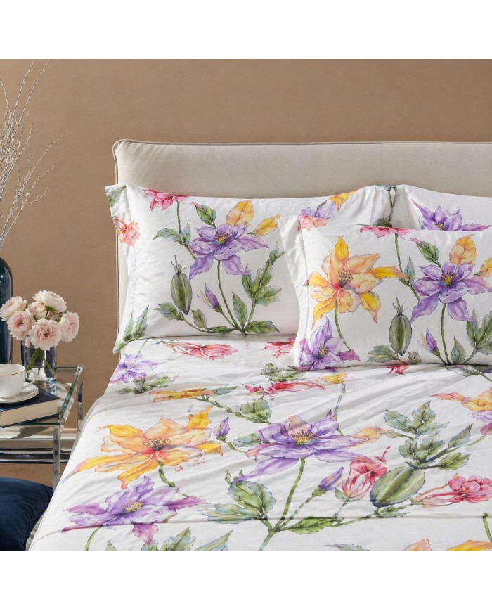 Completo lenzuola matrimoniale in percalle di puro cotone Rebecca Home art. Concept dis. 1