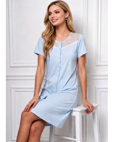 Camicia da notte 100% cotone aperta avanti taglie calibrate Lunatica art.6300