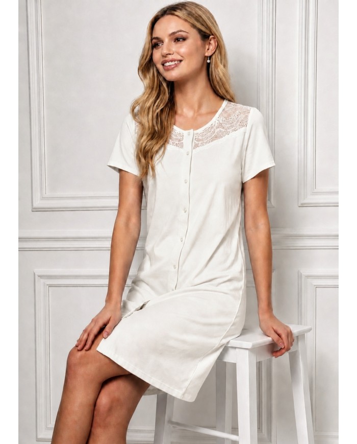 Camicia da notte 100% cotone aperta avanti taglie calibrate Lunatica art.6300