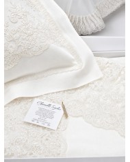 Coordinato copriletto e lenzuola 100% lino e rebrodè Chiarelle Sophie art. Alma