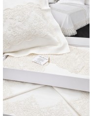 Coordinato copriletto e lenzuola 100% lino e rebrodè Chiarelle Sophie art. Alma