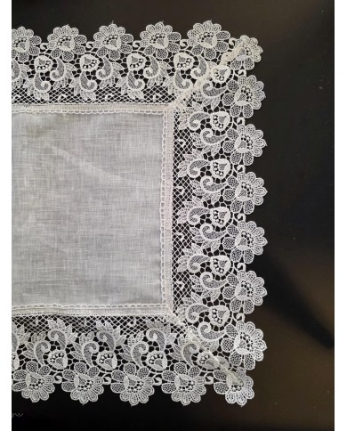 Set di 3 centri 100% lino e merletto art. Rose