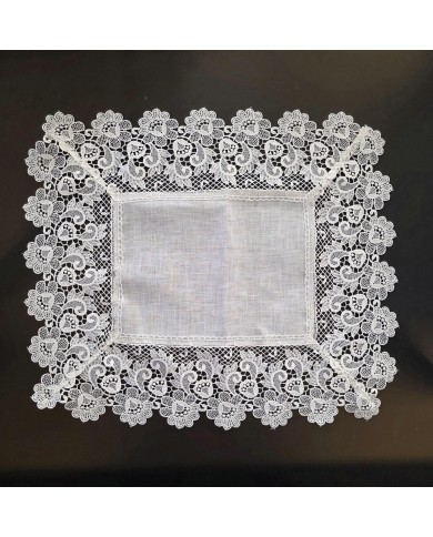 Set di 3 centri 100% lino e merletto art. Rose