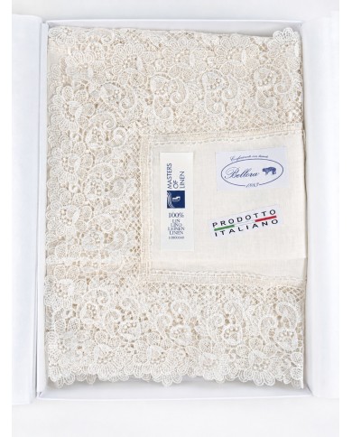 Set di 3 centri 100% lino e merletto art. Rose