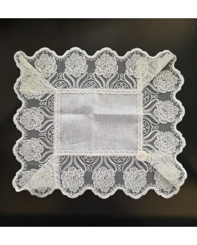 Set di 3 centri 100% lino e merletto art. Rebecca