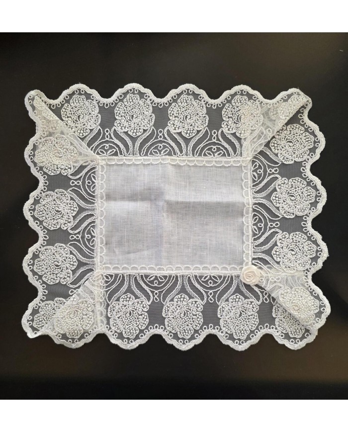Set di 3 centri 100% lino e merletto art. Rebecca