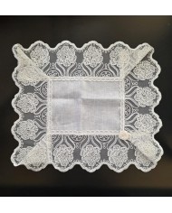 Set di 3 centri 100% lino e merletto art. Rebecca