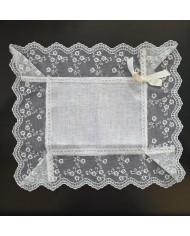 Set di 3 centri 100% lino e merletto art. Antille