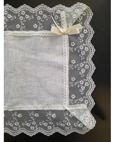 Set di 3 centri 100% lino e merletto art. Antille
