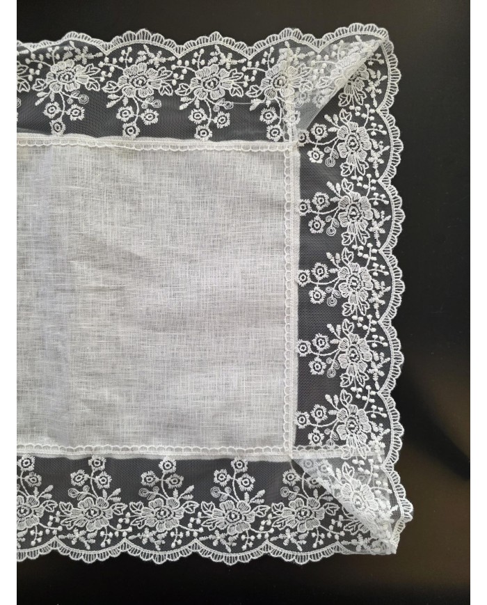 Set di 3 centri 100% lino e merletto art. Leonida