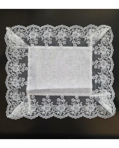 Set di 3 centri 100% lino e merletto art. Leonida
