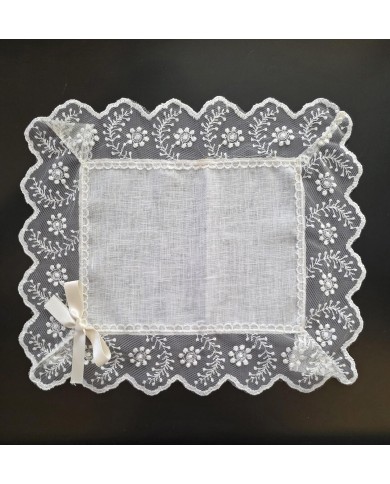 Set di 3 centri 100% lino e merletto art. Venezia