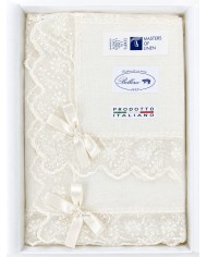Set di 3 centri 100% lino e merletto art. Leonida
