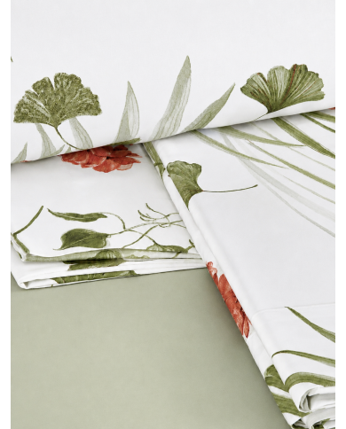 Completo lenzuola matrimoniale in percalle 100% cotone Mirabello Geranium