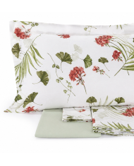 Completo lenzuola matrimoniale in percalle 100% cotone Mirabello Geranium