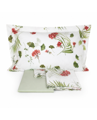 Completo lenzuola matrimoniale in percalle 100% cotone Mirabello Geranium