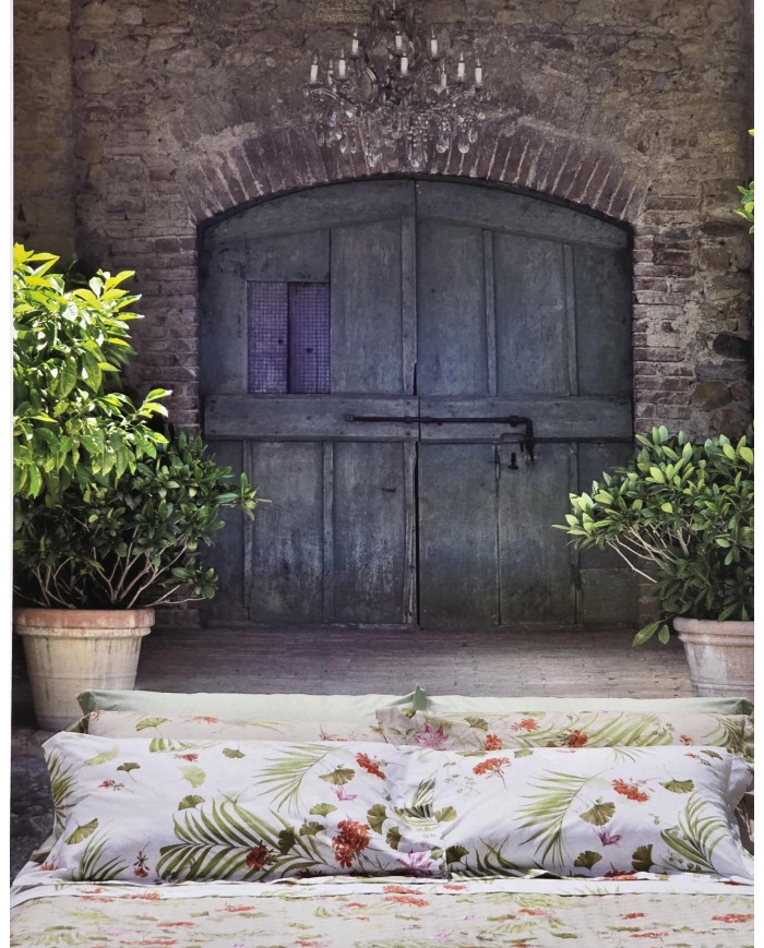 Completo lenzuola matrimoniale in percalle 100% cotone Mirabello Geranium