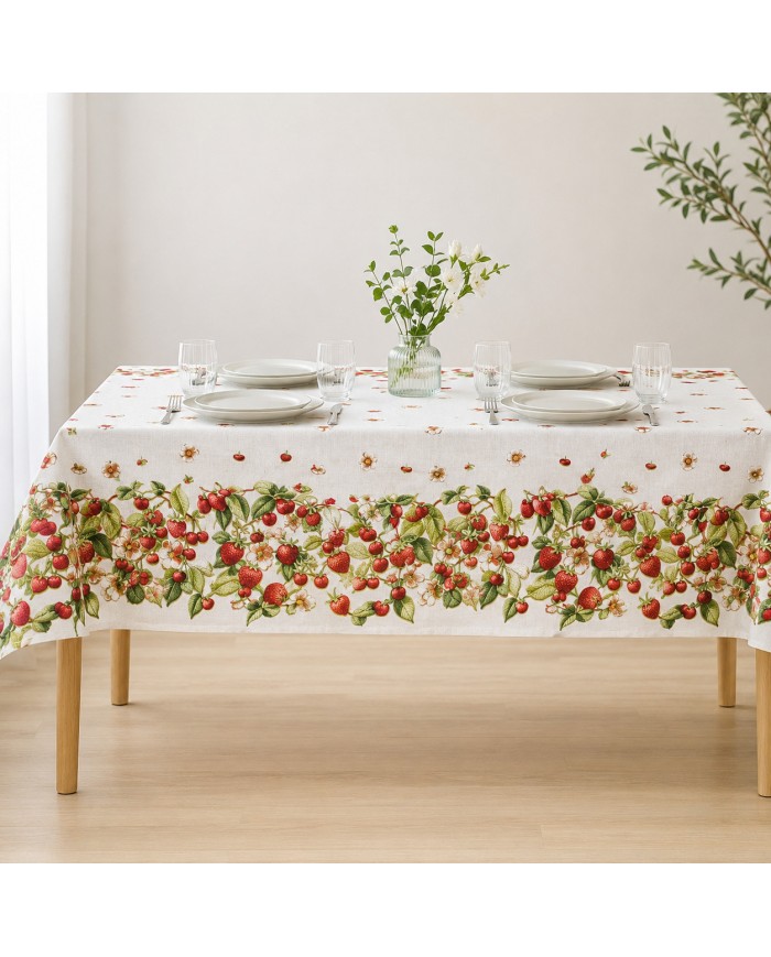 Tovaglia 6 posti 100% cotone stampa digitale art. Fruit Fragole