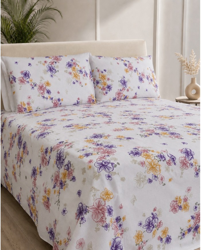 Completo lenzuola matrimoniale 100% cotone Jolly Ginevra