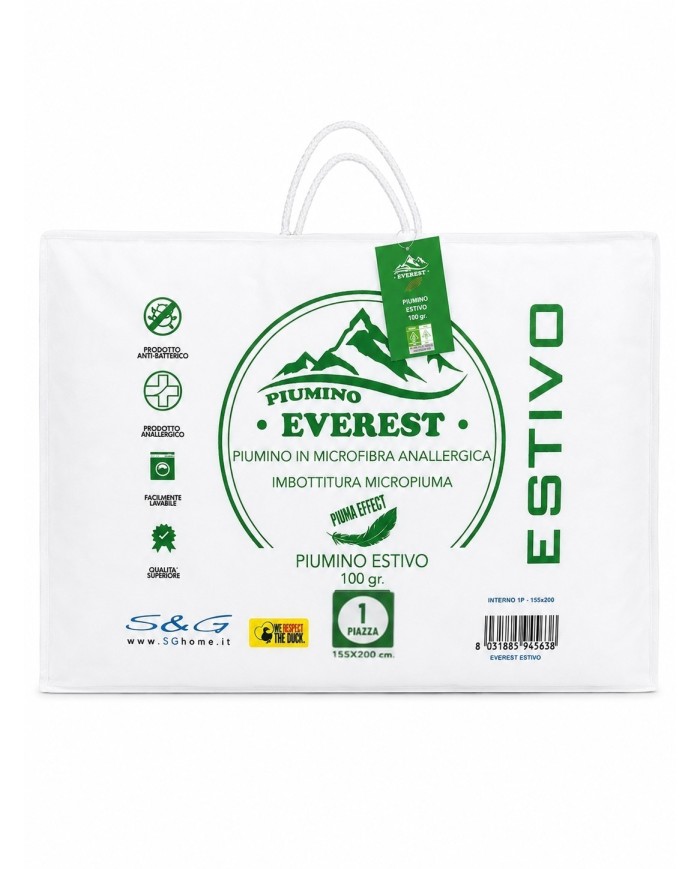 Piumino estivo letto singolo 100gr/mq art. Everest