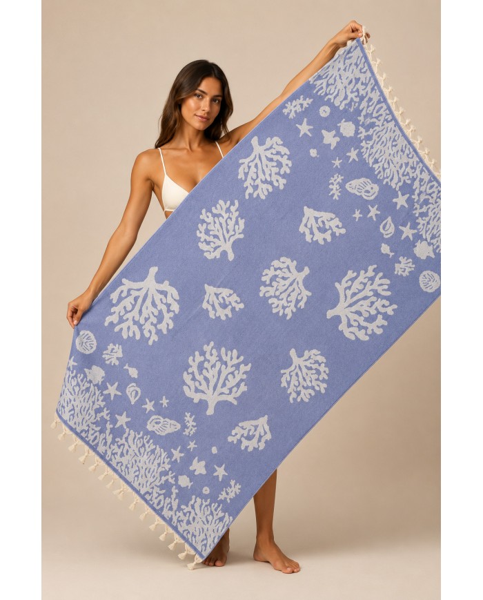 Telo mare pareo in 100% cotone jacquard retro microspugna art. Reef