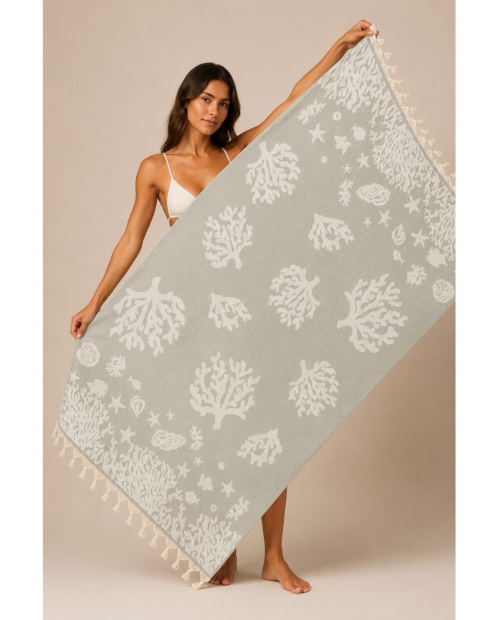 Telo mare pareo in 100% cotone jacquard retro microspugna art. Reef