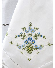 Servizio da tavola ricamato 12 posti con punto a giorno art. 021 BLU