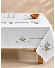 Servizio da tavola ricamato 12 posti con punto a giorno art. 021 BLU