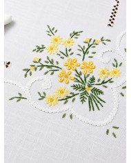 Servizio da tavola ricamato 12 posti con punto a giorno art. 021 GIALLO