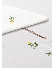 Servizio da tavola ricamato 12 posti con punto a giorno art. 021 GIALLO