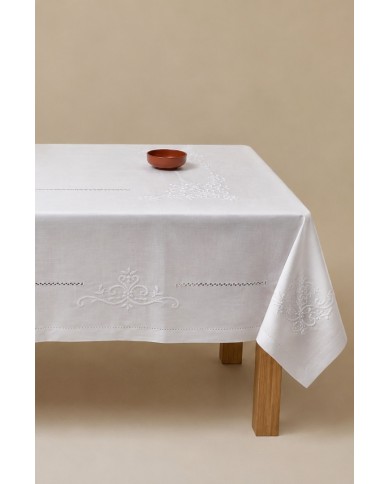 Servizio da tavola ricamato bianco 12 posti Maison Prestige art. 12830
