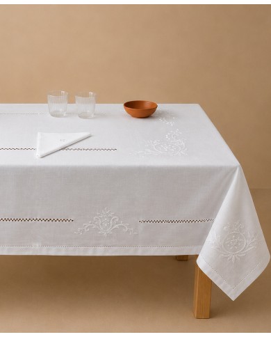 Servizio da tavola ricamato bianco 12 posti Maison Prestige art. 12829