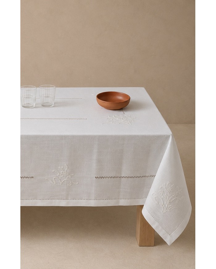 Servizio da tavola ricamato bianco 12 posti Maison Prestige art. 12832