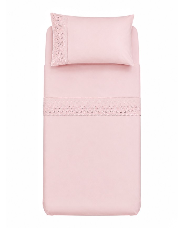 Completo lenzuola letto singolo con pizzo Sangallo art. DAFNE