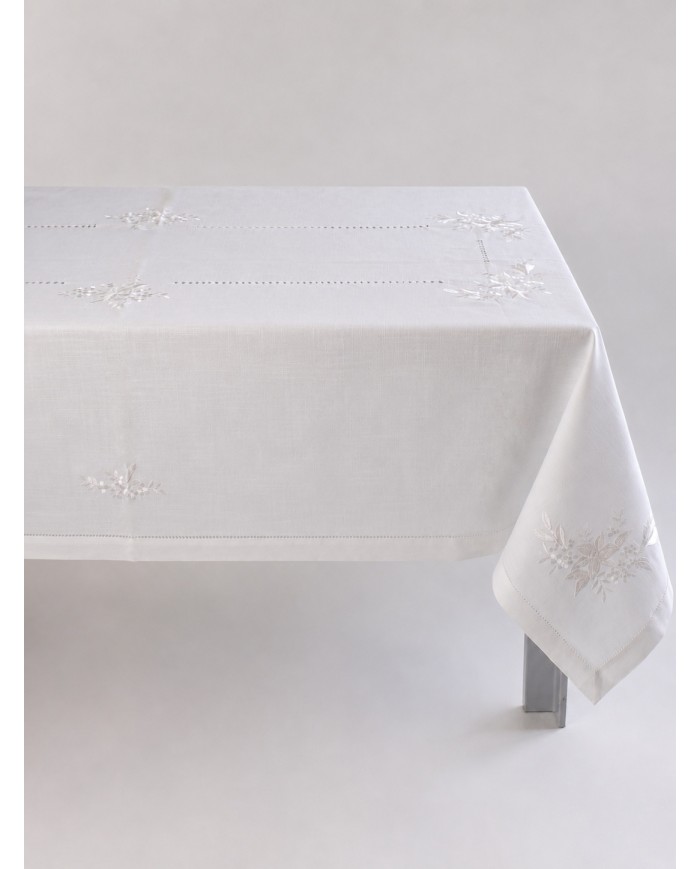 Servizio da tavola ricamato bianco 12 posti art. 2225