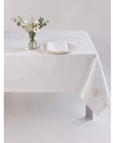 Servizio da tavola ricamato bianco 12 posti art. 2225