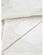 Parure lenzuola in puro lino e rebrodè Sophie Chiarelle - Narciso